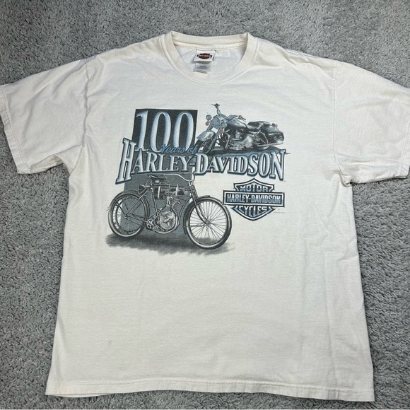 Harley Davidson Shirt Mens Large 100 Years of Harley Bicycle Motorcycle Y2K - Picture 1 of 11